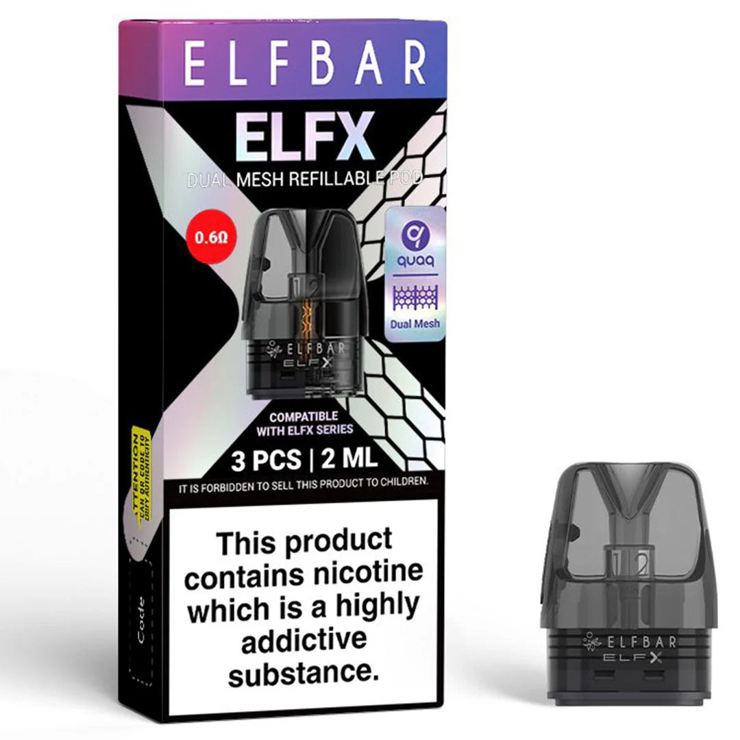 Elf Bar ELFX Replacement Pod 0.6 (Pack of 3) Vape Direct Store Elf Bar ELFX Replacement Pod 0.6 (Pack of 3) Vape Direct Store