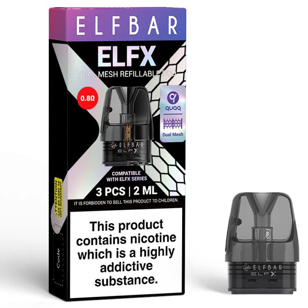 Elf Bar ELFX Replacement Pod 0.8 (Pack of 3) Vape Direct Store Elf Bar ELFX Replacement Pod 0.8 (Pack of 3) Vape Direct Store