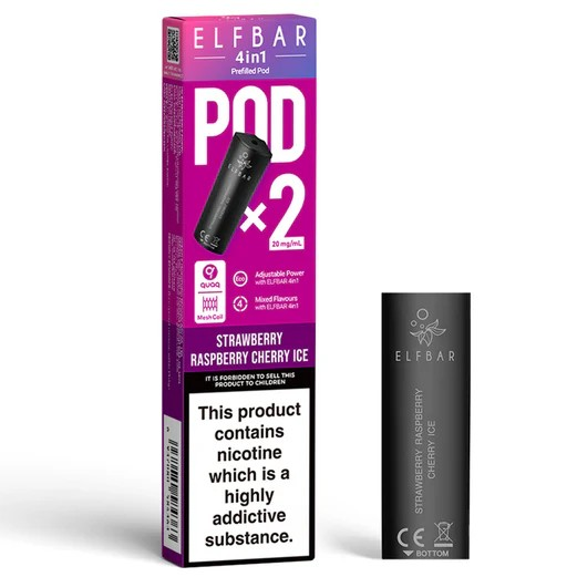 Elf Bar 4 in 1 Pod (Pack of 2) Strawberry Raspberry Cherry Ice